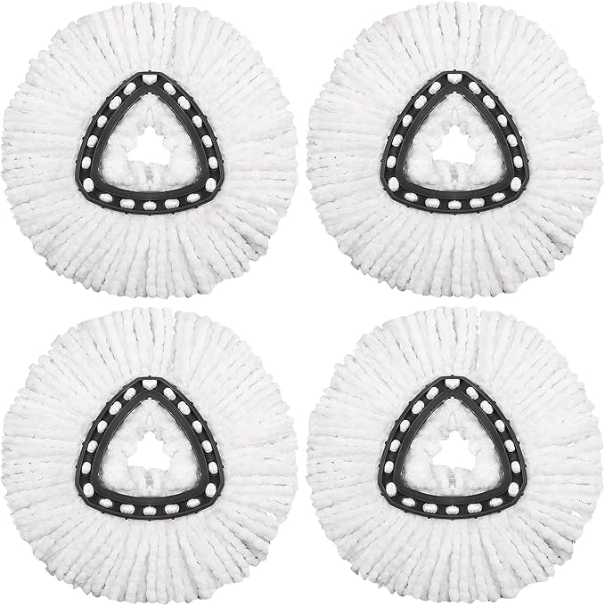 4 Pack Mop Replacement Heads Compatible with O Ceda Mop Replace Head EasyWrin Spin Mop Heads Replacements, Microfiber Mop Refills, Easy Cleaning Mop Head Replacement - 4 Pack White(1-Tank System)