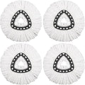 4 Pack Mop Replacement Heads Compatible with O Ceda Mop Replace Head EasyWrin Spin Mop Heads Replacements, Microfiber Mop Refills, Easy Cleaning Mop Head Replacement - 4 Pack White(1-Tank System)