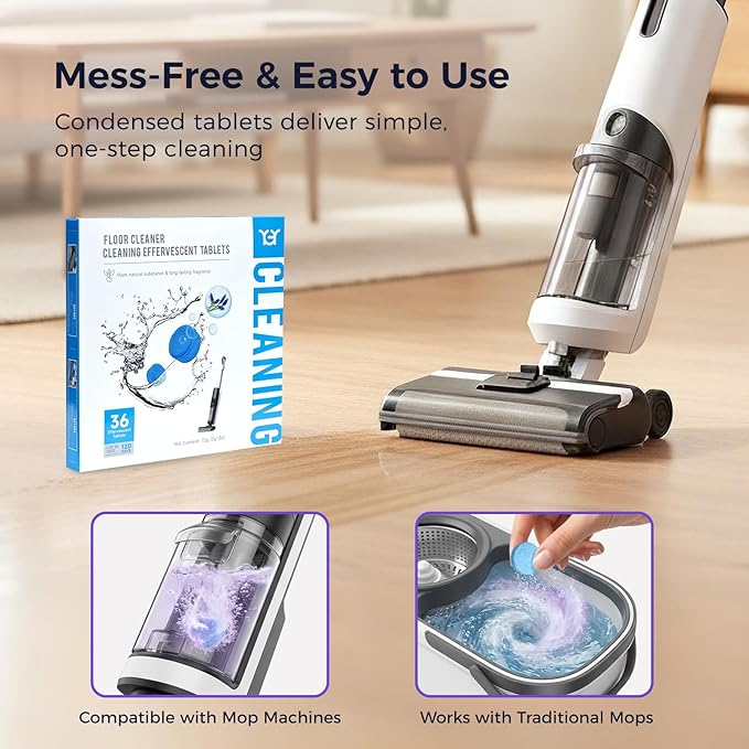YGY 36 Pack lavender Scent Floor Cleaner, Deodorizes and Deep Cleans for Multiple Hard Floors, Lavender Scent, Compitable with Tineco Vacuum Mop, Cleaning Solution-36 Tablets
