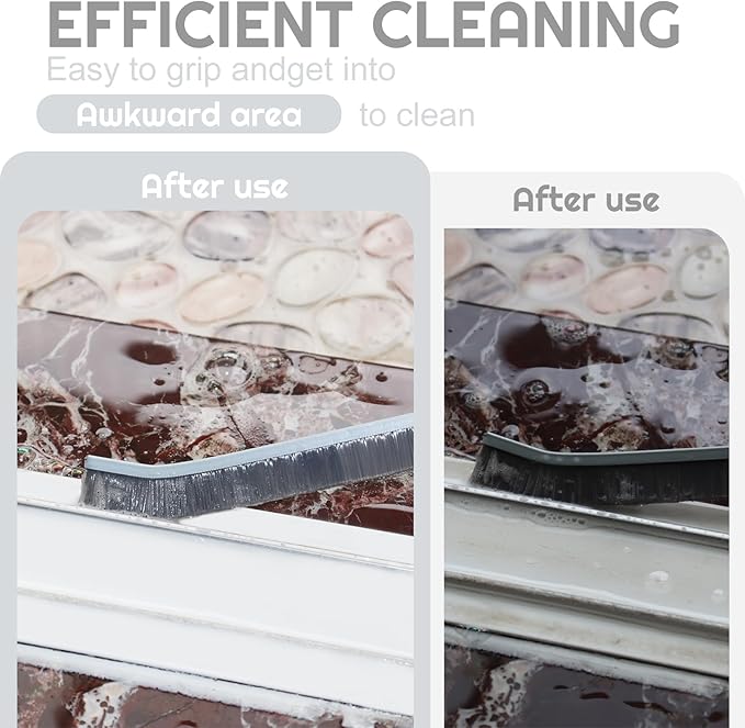 Crevice Cleaning Brush Bathroom Tile Groove Gap Cleaning Brush Premium Crevice Cleaning Tool Aluminum Support with 15° Angled Head-Grout Thin Brush,Kitchen & Bathroom Tool (5PCS)