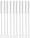 Long Straw Brush Cleaner (10 Pack), Flexible Nylon Tube Cleaning Brushes with 0.4" Bristles, Rust-Proof Stainless Steel Wire Washer for Reusable Tumblers, Sports Bottles & Pipes (10 Inch)