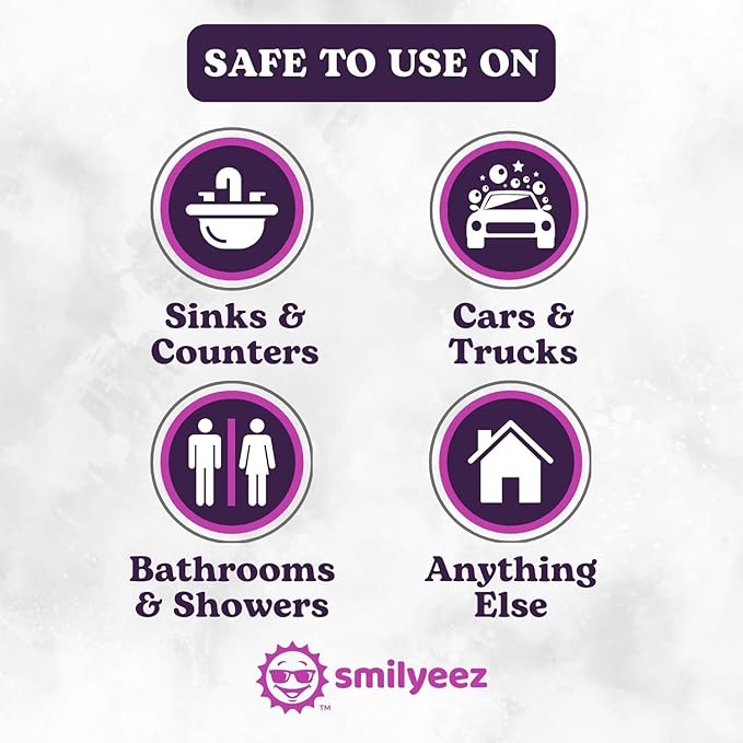 Smilyeez Double-Size Scrub Moji Sponge 2-Pack – Dual Smiling Faces, Temperature-Responsive Scrubber – Scratch-Free, Odor & Stain Resistant – Purple