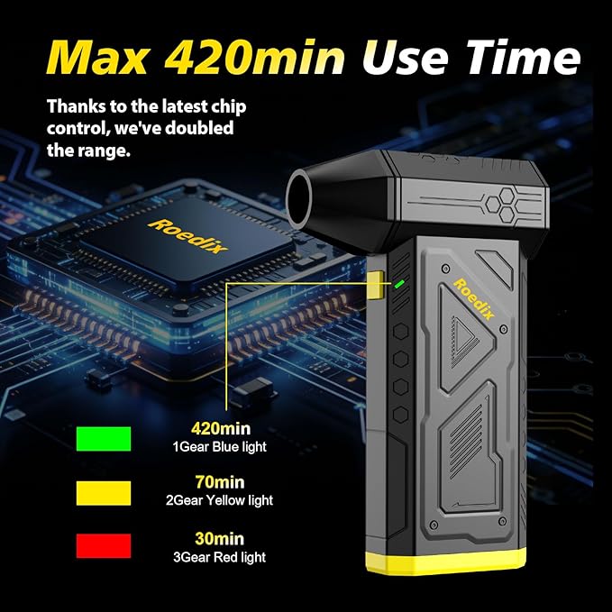 Compressed Air Duster, 150000RPM Electric Air Duster, Replace Compressed Air Can - No Canned Air, Portable Air Blower for Computer, Keyboard Clean, Car,Home Cleaning (Yellow)