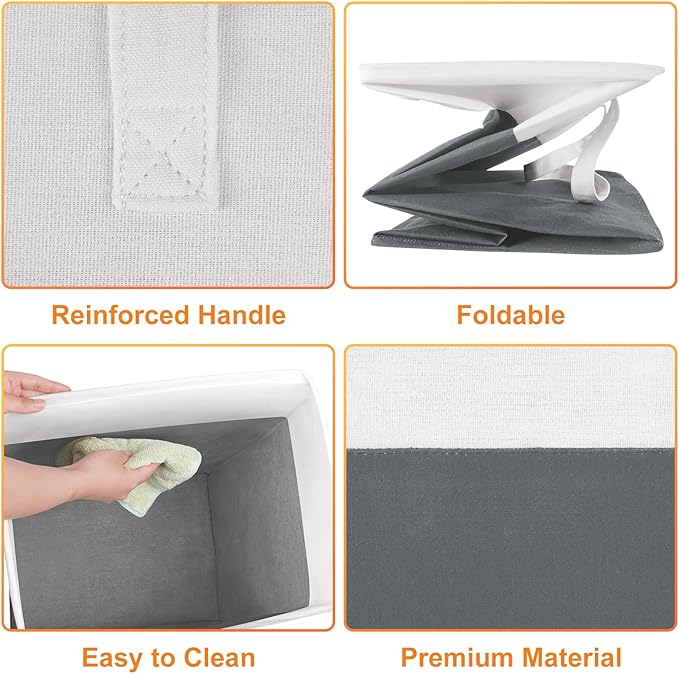TasticTotes laundry basket 3-Pack, laundry hamper, Hamper with handles, collapsible laundry baskets, Waterproof dirty clothes hamper, Towel Storage for Home or Dorm, 125L-Grey