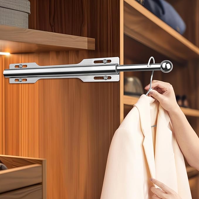 FIRJOY 12" Valet Rod for Closet Pull Out (2 Pack, Chrome)