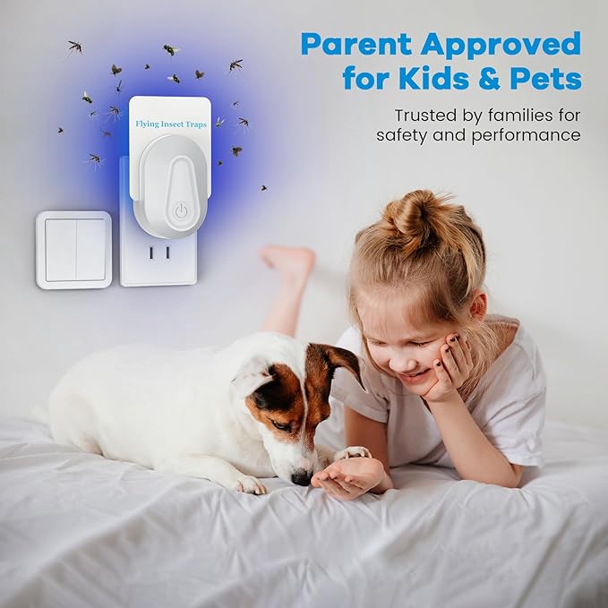 Indoor Fly Trap Plug-in Insect Traps Fruit Fly Traps 2 Devices with 6 Refills for Indoors Gnat Killer for House Flies, Flying Bugs, Moths, Mosquitoes (2 Devices with 6 Refills)