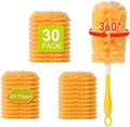 30 Count Larger Size Duster Refills for Swiffer Dusters with 1 Handle - 360° Multisurface Larger Size Feather Duster, Disposable Duster Refills Kit for Cleaning Furniture, Blinds and Ceiling Fans
