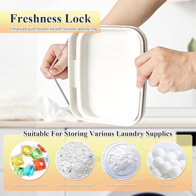 Gute Laundry Pod Holder with Lid - 186oz Sealed Automatic Pop-Up Dispenser, Laundry & Dishwasher Pods for Laundry Room Organization-5.5L