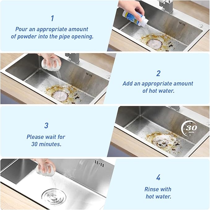 Powerful Sink Drain Cleaner - Fast Foaming Pipeline Dredging Agent for Kitchen Sink,Bathroom & Shower,Toilet Pipes (5pcs, sky blue)