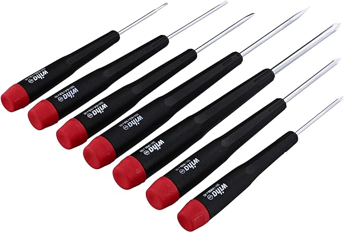 Wiha 26197 Precision Screwdriver Set, 7-Piece Mini Slotted & Phillips, PicoFinish Handles with Rotating Caps, Small Screwdrivers for Electronics & Fine Work