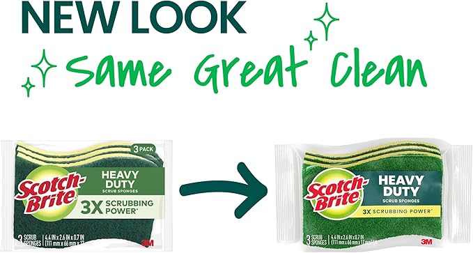 Scotch-Brite Heavy Duty Scrub Sponges, For Washing Dishes and Cleaning Kitchen, 12 Scrub Sponges