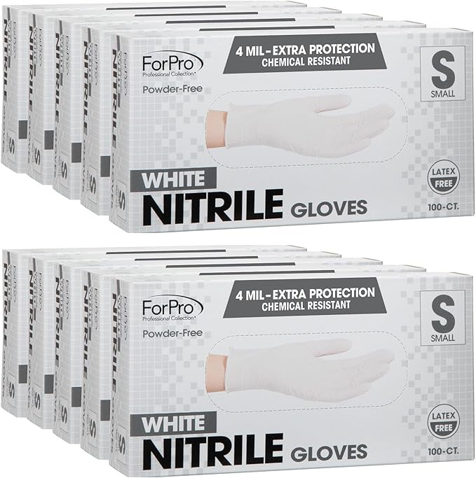 ForPro Disposable Nitrile Gloves, Chemical Resistant, Powder-Free, Latex-Free, Non-Sterile, Food Safe, 4 Mil