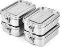 4 PCS Stainless Steel Bento Box 850ml, Metal Lunch Box Food Containers, Steel Lunch Container for Home, Work, Camping