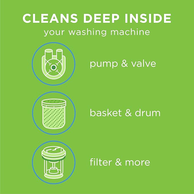 Whirlpool 63580 Liquid Fabric Softener Dispenser, White & Affresh Washing Machine Cleaner, Cleans Front Load and Top Load Washers, Including HE, 6 Tablets