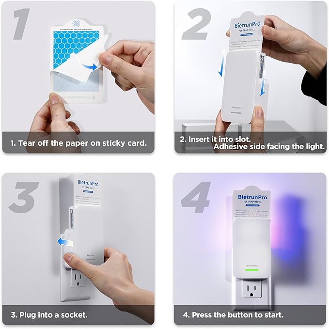 Fly Traps Indoors(1 Device+5 Refills), Gnat Traps for House Indoor, 3-in-1 UV/Blue/Yellow Light Plug-in Flying Insect Catcher Bug Zapper, Fruit Fly Killer, NAT Killer, Get Rid of Gnat Infestation