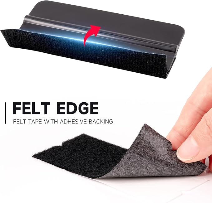 FOSHIO Micro Fiber Felt for Squeegee Edge Wrapping 2 Meters Length - Black Felt to Cover The Edges of Hard Card Squeegees