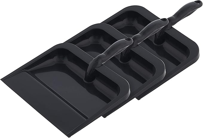 Superio Heavy Duty Plastic Dustpan with Comfort Grip Handle Black, Durable, Lightweight Multi Surface Dust Pan Easy Broom Sweeping, 10 inches Wide, 1-Pack