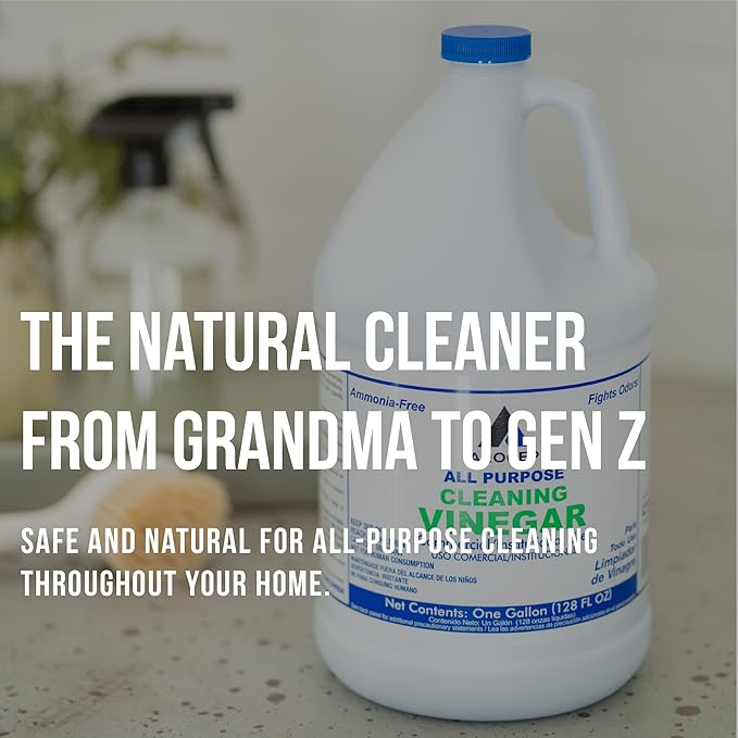 All-Purpose White Vinegar Cleaning Solution, 1 Gallon, Multi-Surface Cleaner for Hard Water Stains, Bathroom and Kitchen Surfaces, and Clothes, Effective Deodorizer