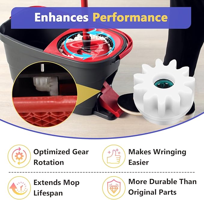 6 Pcs Spin Mop Cleaning Gears Parts, Replacement Gears for OCedar Mop Bucket, One Way Clutch Bearing Bucket Gear Sprockets Repair for O-Cedar Easywring Bucket System