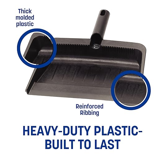 Carlisle FoodService Products Heavy Duty Dust Pan with Handle – Durable Plastic, 8 Inch Dust Pan for Home, Kitchen, and Commercial Use, Black