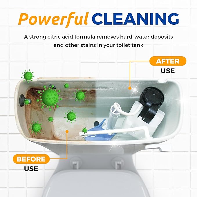 Bastion Toilet Tank Cleaner, Single Use 8oz (227g) Packet (*Not For Toilet Bowl*) Removes Rust, Calcium Deposits, Mineral Build Up, & Hard Water Stains