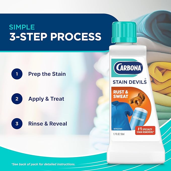 Carbona Stain Devils® #9 | Rust & Perspiration | Professional Strength Laundry Stain Remover | Multi-Fabric Cleaner | Safe On Skin & Washable Fabrics | 1.7 Fl Oz, 1 Pack