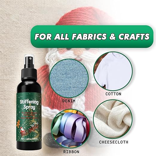Fabric Stiffener Spray, 120ml Starch Stiffen Quick Fabric Spray for Stiffening with Easy Application for Lace, Wool, Clothes, Felt, Crochet, Holiday Decoration