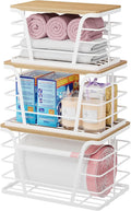 3 Pack Trash Bag Holder Dispenser,Kitchen Organization and Storage, Stackable Storage Bins with Lids, White