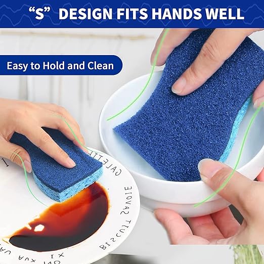 CELOX 6 Pack Non-Scratch Dish Sponge, Dual Sided Kitchen Sponges for Dishes, Long Lasting Dishwashing Household Cleaning Sponges for Kitchen, Easy to Dry and Reusable