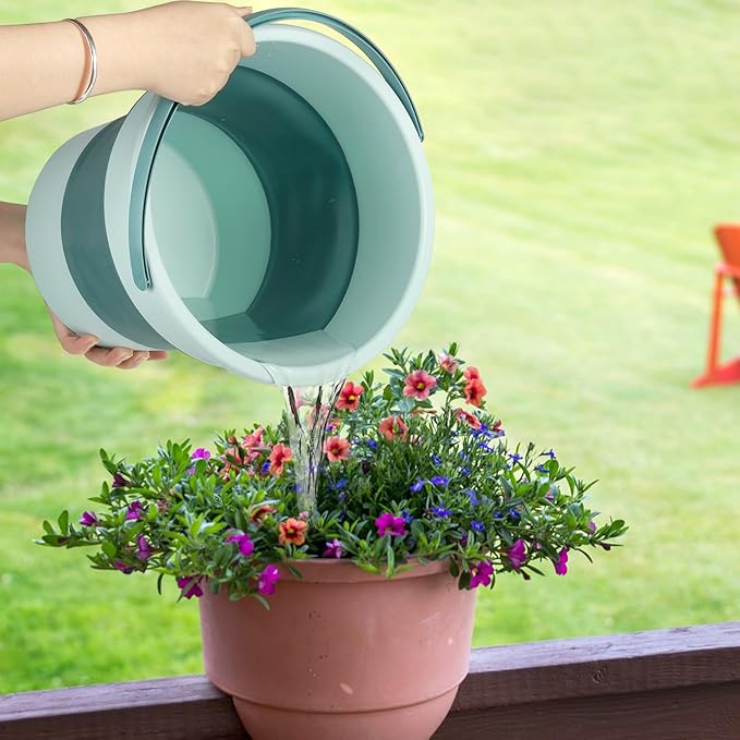 3 Pack 2.6 Gallon Collapsible Plastic Bucket, 10L Foldable Round Tub with Handle, Folding Portable Fishing Water Pail, Space Saving Outdoor Waterpot for Garden Camping Car Mop Cleaning Beach