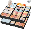 DIMJ Drawer Organizer Clothes Storage - 18 Pack Baby Dresser Organizer for Nursery, Foldable Closet Drawer Organizer Bins for Bedroom Organization, Fabric Storage Dividers for Socks, Underwears, Bras