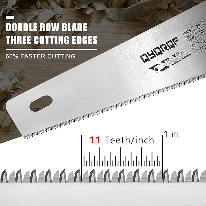 14 in. Pro Hand Saw, 11 TPI Fine-Cut Soft-Grip Hardpoint Handsaw Perfect for Sawing, Trimming, Gardening, Cutting Wood, Drywall, Plastic Pipes, Sharp Blade, Ergonomic Non-Slip Handle (red)
