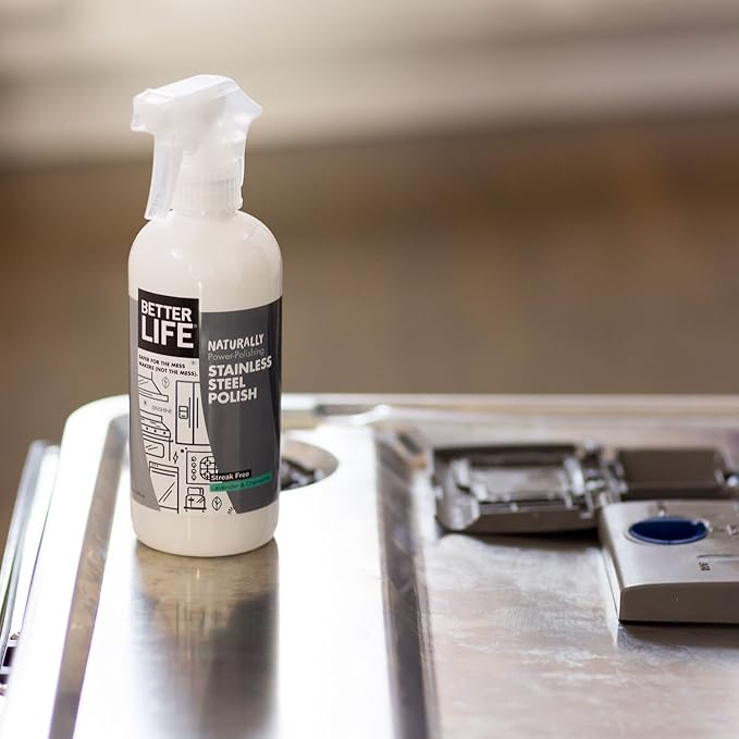 BETTER LIFE Stainless Steel Cleaner - 2 Pack 16 oz Streak-Free Stainless Steel Polish for Kitchen Sinks, Stoves, Metal Appliance, Refrigerator - Removes Grease & Water Stains - Chamomile-Lavender