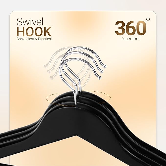 Utopia Home Premium Wooden Hangers 30 Pack - Durable & Slim Coat Hanger - Suit Hanger with 360-Degree Rotatable Hook - Wood Hangers with Shoulder Grooves (Black)