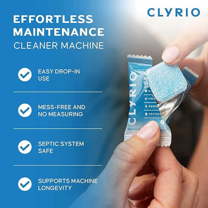 Clyrio Washing Machine Cleaner Tablets – Washer Odor Remover, Unscented Deep Clean for Smelly Washers, HE & Front Load, Septic Safe, 24 Count