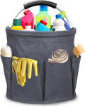 Qivine 17L Cleaning Caddy with Handle, Cleaning Supply Caddy, Foldable Tool Bag Cleaning Products Organizer, Portable Cleaning Bucket Caddy for Cleaning Supplies (Dark Gray)