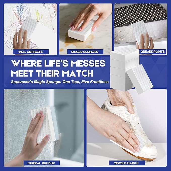 Magic Sponge Eraser,Tex-10 Scrub Melamine Sponges, Heavy Duty No Scratches (HD-Line 10-Pack)