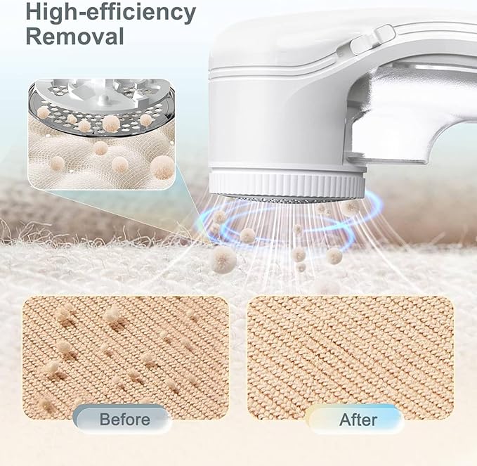 Fabric Shaver, Lint Remover for Clothes, Electric Lint Remover with 3 Replaceable Blades, Removes Fabric Pills, Rechargeable Sweater Defuzzer Pill Remover, Depiller Effectively Remove Pills