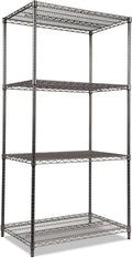 Alera Wire Shelving Starter Kit, Four-Shelf, 36w x 24d x 72h, Black Anthracite