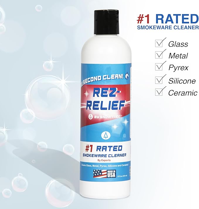 SNOWTREE - Rez Relief Glass Cleaner Solution for Glass, Ceramic, Metal & Silicone - 3 Pack 12 Fluid Oz Bottle - Refreshing Citrus Scent Glass Cleaner Liquid - Removes Stains & Smells