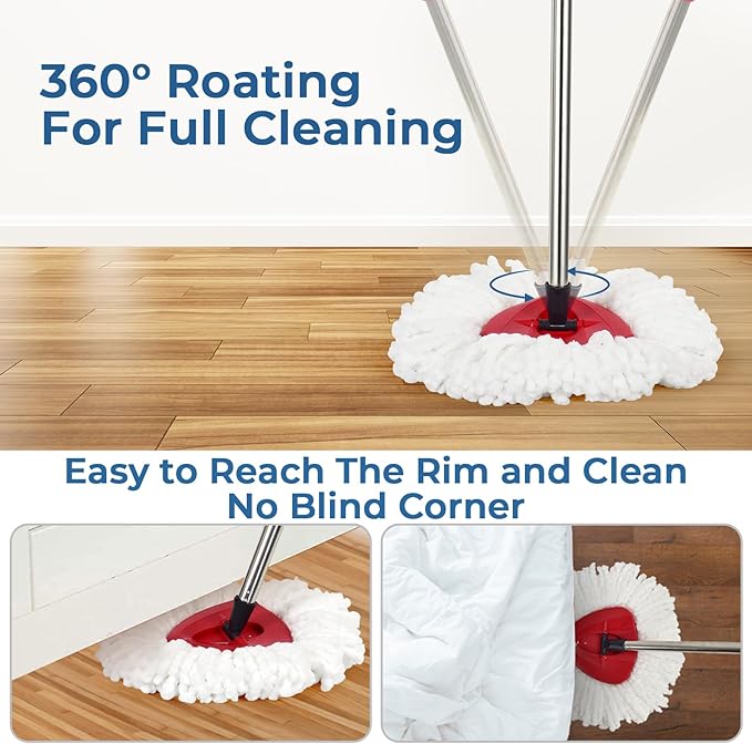 Matthew Cleaning 12Pack White Microfiber Spin Mop Replacement Head Compatible with EasyWring Spin Mop Replace Head-EasyWring High Absorbency,Machine Washable,Microfiber Spin Mop Refills