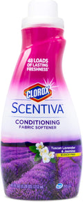 Clorox Scentiva Liquid Laundry Fabric Softener, Tuscan Lavender & Jasmine Scent - Bleach-Free Fabric Conditioner with Great Smell, 41 Fl Oz