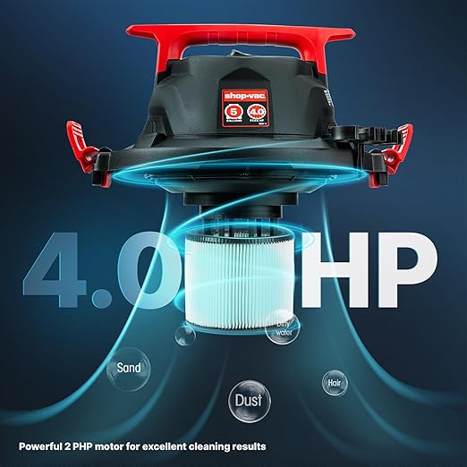 Shop-Vac 5430162 Wet/Dry Vacuum, 5 Gallon, 4 Peak HP, 1-1/4 Inch Diameter x 7 Foot Hose, 6 Foot Cord, Ideal for Jobsite, Garage, Workshop & Home