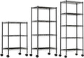 DUMOS 2 Pack 3Tier 4Tier 5 Tier Metal Shelving, Heavy Duty Shelves Wire Shelving Unit with Removable Wheel Casters, Shelves Organizer for Bathroom Garage Living Room Kitchen Pantry Laundry