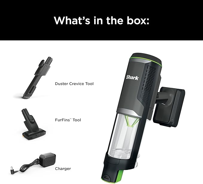 Shark PowerBoost Cordless 2-in-1 Car/Home Handheld PowerVac, Powerful Suction, 40 Minute Runtime, Portable, 3 Cleaning Modes, LED Screen, Furfins Tool, Duster Crevice Tool, Charcoal, BH102