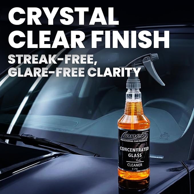 LANE'S Concentrated Auto Glass Cleaner | Tint-Safe Car Windshield, Window Cleaner | Removes Automotive Smoke Film, Fingerprints, & Smudges | Streak-Free, Safe for All Glasses | 16oz, 2 Pack