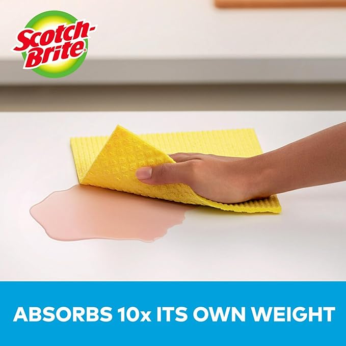 Scotch-Brite Sponge Cloth – 12-Pack (6 Packs of 2 Each), Reusable and Washable, Highly Absorbent, Multi-Purpose Cleaning Cloths