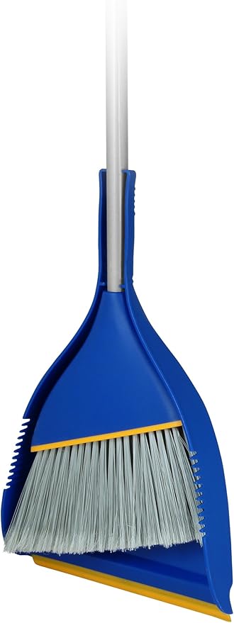 Superio Clip-On Dustpan - Heavy Duty Plastic, Easy Grip Clip-On Dust Pan with Rubber Edge, Detailed Sweeping Debris, Fits Standard Brooms Home & Commercial Dusting & Cleaning Tool, Blue, 2-Pack