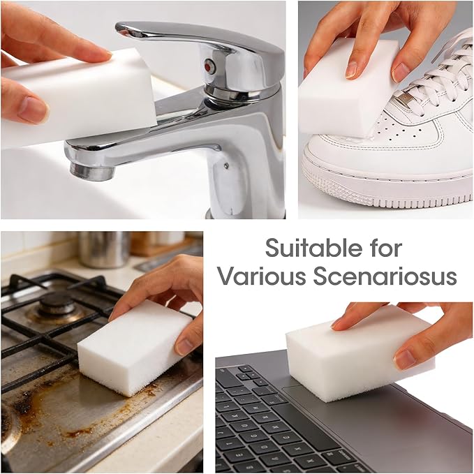 50 Pack Extra Large Eraser Sponge,Extra Thick and Long Lasting,Multi-Functional Household Cleaning Kitchen Dish Sponge for Furniture,Bathroom,Bathtub, Sink,Floor,Kitchen & Bathroom Scrub Pads