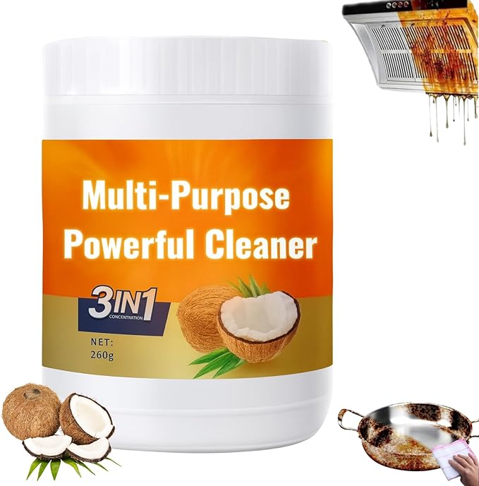 Multi Purpose Powerful Cleaner for kitchen, 3 In 1 Stainless Coconut Oil Cleaning Paste, Kitchen Duty Degreaser for Faucets, Tiles, Kitchen, Oven (1)